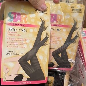 2 pair Star Power by Spanx Center Stage Ribbed Row Shaping‎ Tights multiple size
